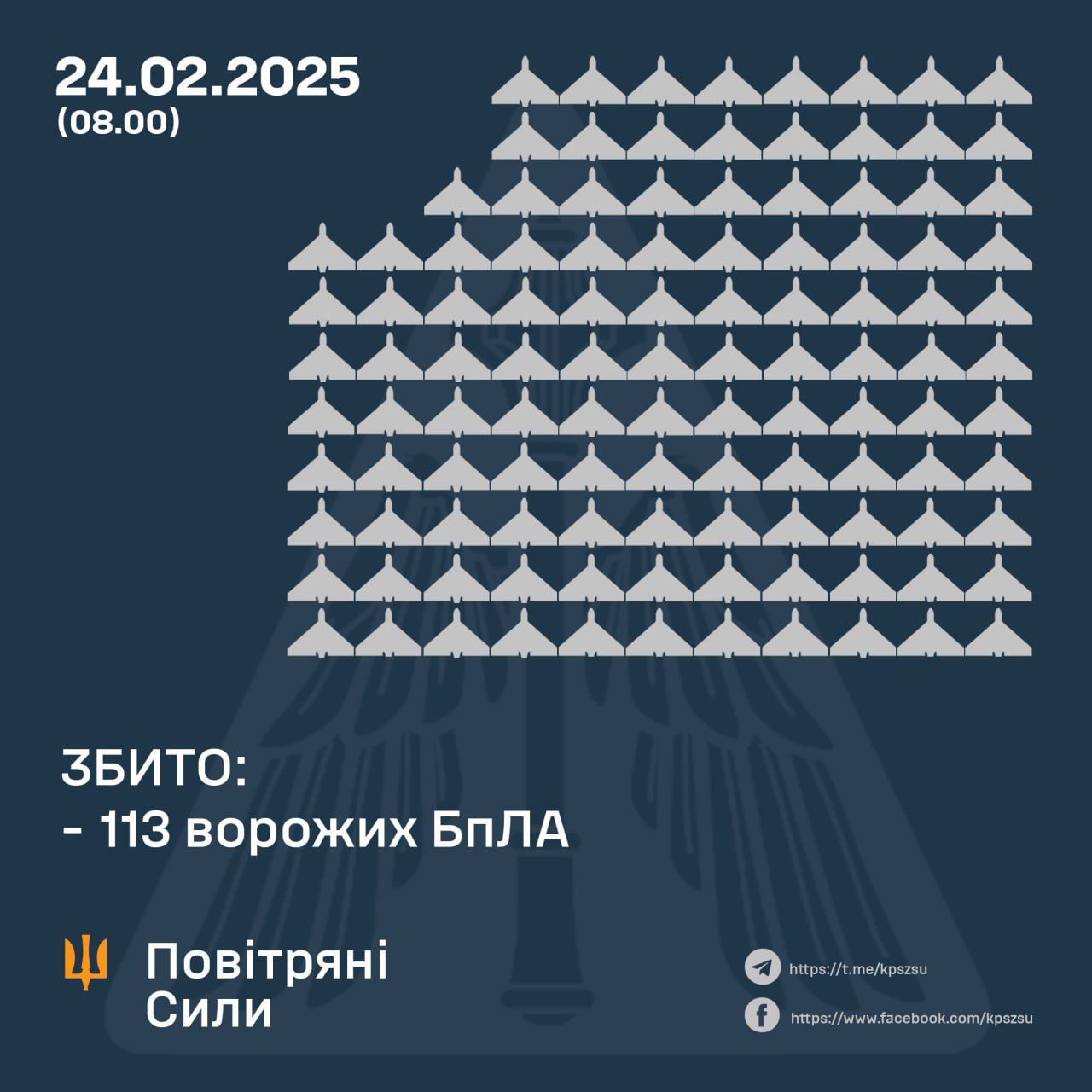Розийска армиа вночи выпустила по Украини 185 безпилотникив