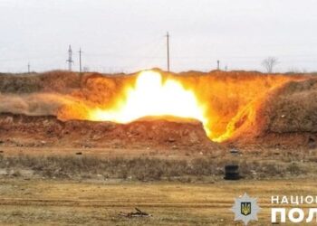 Поліція показала відео знищення БПЛА, який не вибухнув після атаки на Херсон