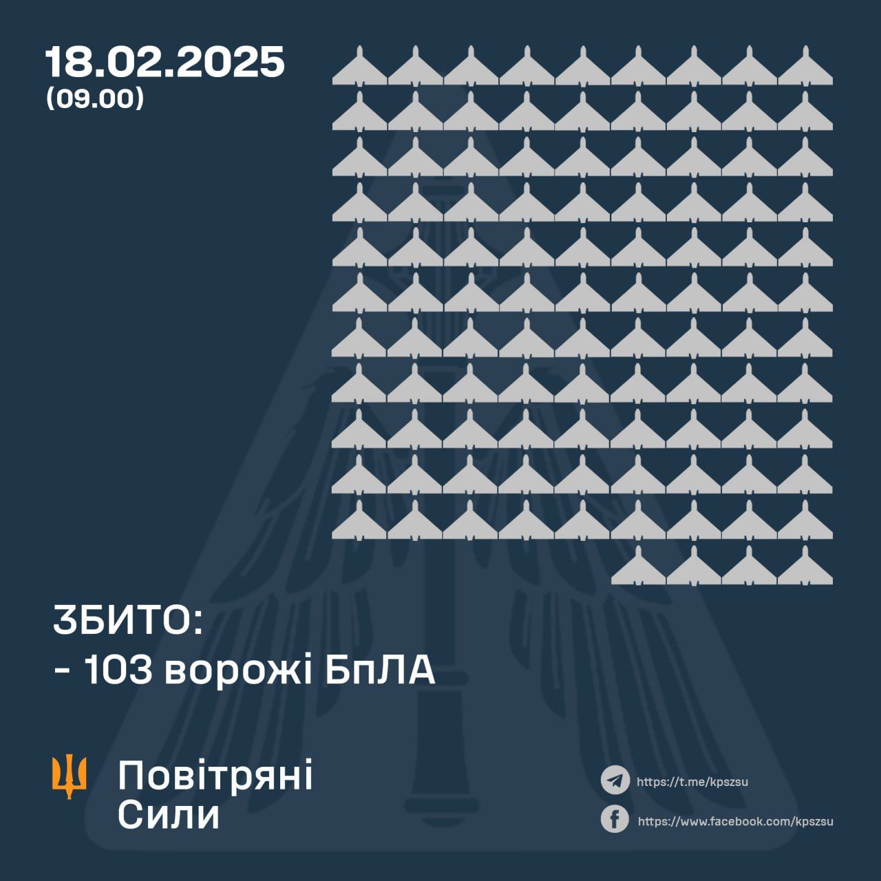 Rosiiany vnochi atakuvaly Ukrainu 176 bezpilotnykamy