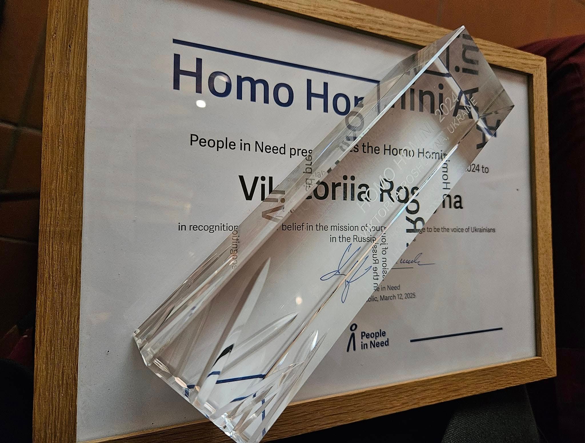 Nagroda Homo homini dla dziennikarki Wiktorii Roszczyny (fot. Maksym Butkewycz)