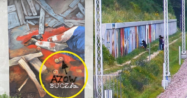 Štirje vandali uničili pro-ukrajinske murale v Gdansku