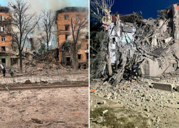 Rusi masívne zasiahli výškové budovy v Záporoží (foto)