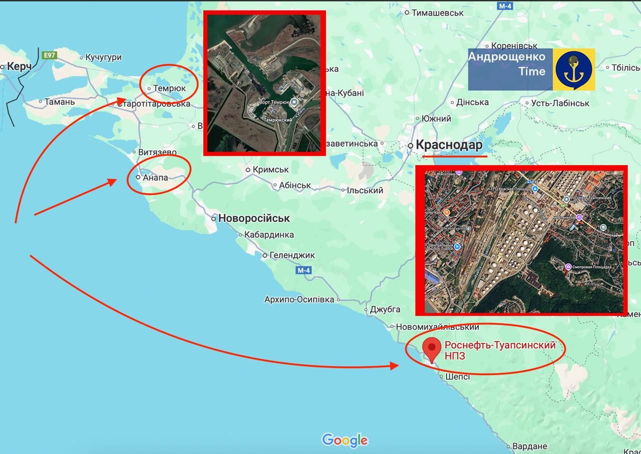 Súradnice útoku dronom na Krasnodarské územie 26. februára