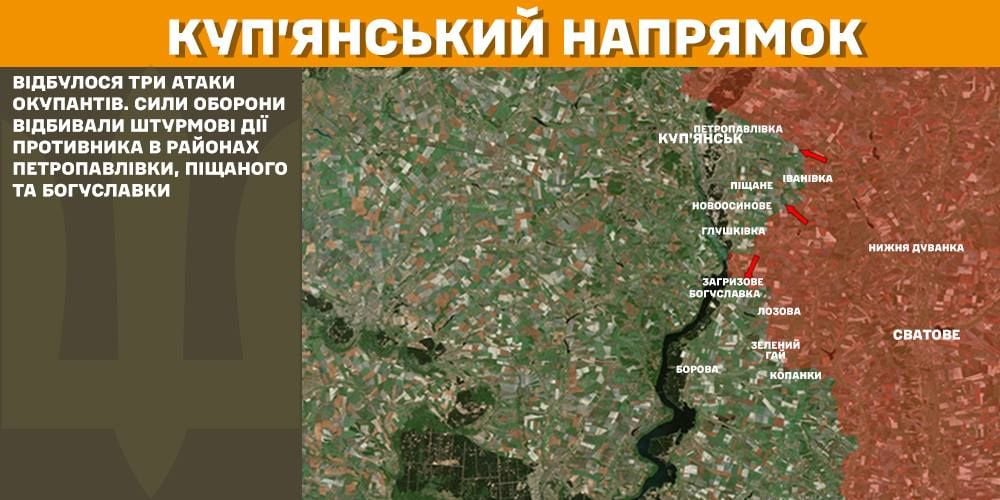 Mapa nepriateľských akcií od generálneho štábu. Boje v smere na Kupjansk počas 4. marca